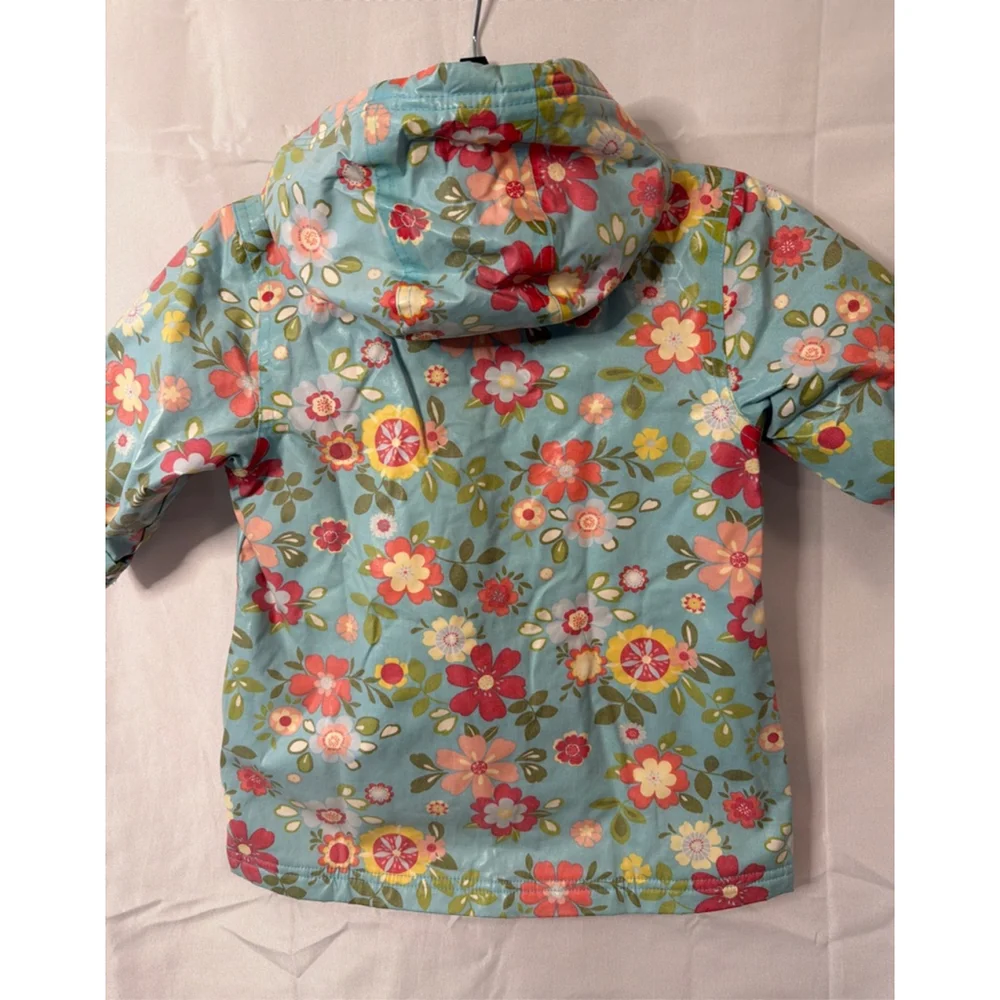 Pluie Pluie Hooded Waterproof Raincoat Jacket Girls Size 2/3 Floral Pink Fleece - Picture 4 of 7